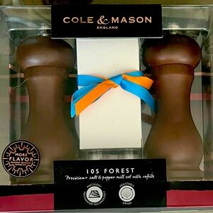 NWT-The Cole & Mason 6.5 inch Forest Capstan Wood Salt and Pepper Mill Gift Set